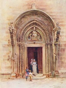 Døråbningen til domkirken i Curzola (farvelitografi) af Walter Frederick Roofe Tyndale
