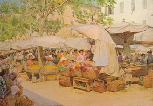 Markedet i Nice, c1910, 1912 af Walter Frederick Roofe Tyndale