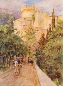 Minceta-tårnet, Ragusa (farvelitografi) af Walter Frederick Roofe Tyndale