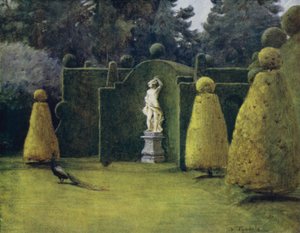 The New Forest: Bowling Green i Brokenhurst Park (farve litho) af Walter Frederick Roofe Tyndale