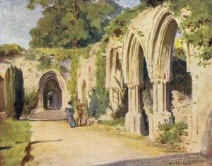 The New Forest: The Cloisters, Beaulieu Abbey (farve litho) af Walter Frederick Roofe Tyndale
