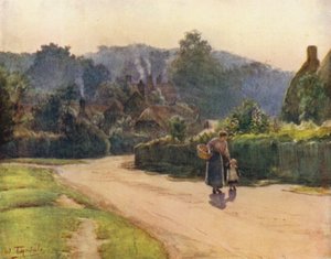 The New Forest: The Village of Emery Down (farve litho) af Walter Frederick Roofe Tyndale