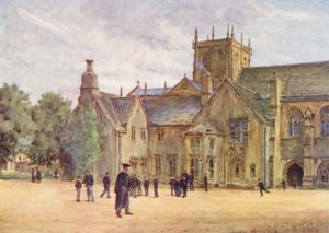 Wessex: Sherborne College (farvelitografi) af Walter Frederick Roofe Tyndale