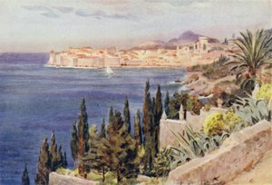 Jugoslavien: Dubrovnik-bugten (farve litho) af Walter Frederick Roofe Tyndale