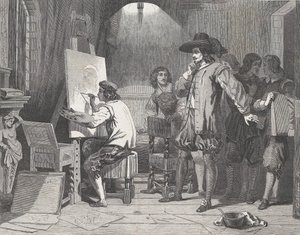 Sebastian Gomez opdaget af sin mester, Murillo, At Work, fra Illustreret L..., 29. april 1848. af Walter George Mason