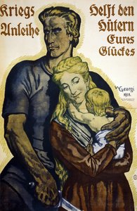 Første Verdenskrig 1914-1918. Tysk plakat for tegnere på krigslånsobligationer af Walter Georgi