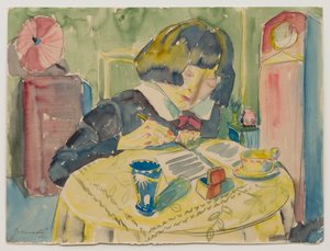Frau beim Schreiben (Sonia Gramatté) af Walter Gramatte