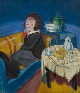 Junge Frau am Tisch (Samowar) af Walter Gramatte