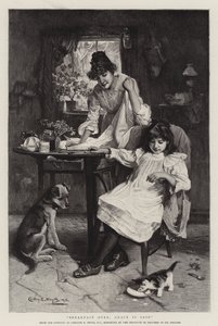 Breakfast Over, Grace is Said (gravering) af Walter Granville Smith
