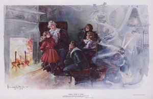 Once upon a Time: Bedstemor fortæller sine børnebørn en historie (farve litho)