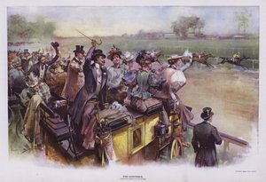 The Suburban: scene ved løbene (farve litho)