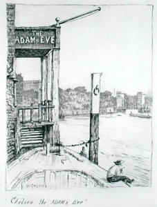 Chelsea, Adam og Eva (blæk på papir) af Walter Greaves
