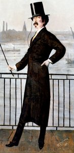 James Abbott McNeill Whistler på enkens gang i hans hus i Lindsey Row, Chelsea, 1871 af Walter Greaves