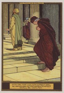 Farisæeren og tolleren (farve litho) af Walter Jenks Morgan