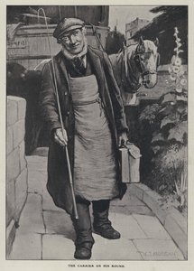 Bæreren på sin runde (litho) af Walter Jenks Morgan