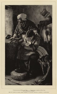Mænd skal arbejde, og kvinder skal græde, selvom storme er pludselige og vandet dybt, og havnebaren stønner af Walter Langley