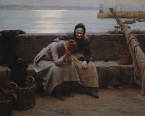 "Aldrig morgen gik til aften, men noget hjerte knuste" af Walter Langley