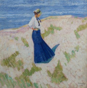 Bernhardine Bornemann på stranden i Heist. 1910 af Walter Ophey