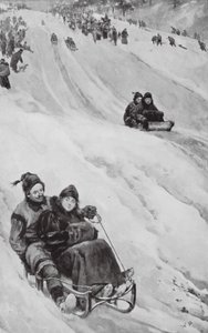 En kælkebakke i Canada (litografi) af Walter Paget