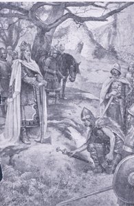 På dette felt blev den engelske nation født, illustration fra My Magazine af Walter Paget