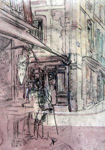 A Shop in Dieppe, ca. 1907 (blæk, farvet pastel og akvarel på papir) af Walter Richard Sickert