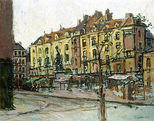 La Place Nationale med le Grande Duquesne, Dieppe (olie på lærred) af Walter Richard Sickert