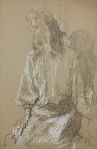 Little Rachel, ca. 1906 (Sort og hvidt kridt på gråt papir) af Walter Richard Sickert