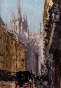 Milanos domkirke, ca. 1895 (olie på træ) af Walter Richard Sickert