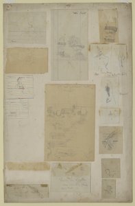 Flere undersøgelser (blyant på papir) af Walter Richard Sickert