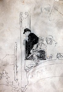 The Gallery of the Old Bedford, ca. 1895-1900 (pen og blæk på papir) af Walter Richard Sickert