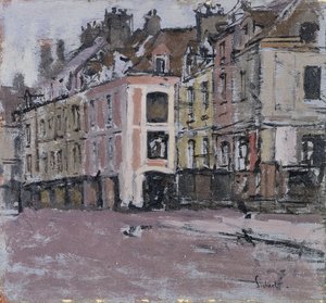 De gamle arkader, Dieppe; De gamle arkader, Dieppe, ca. 1898-1900 af Walter Richard Sickert