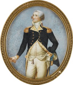 Portræt af George Washington (1732-1799), af Robertson, Walter (1750-1801). Akvarel, Gouache på horn af Walter Robertson