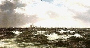 Havlandskab med skibe i Mid Channel af Walter Shaw