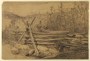 Gårdscene af Walter Shirlaw