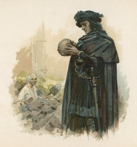 Hamlet med kraniet af Yorick (chromolitho)