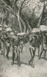 Tilhængerne af Dr. Livingstone bærer hans balsamerede krop til kysten af Walter Stanley Paget