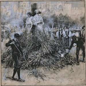 The Martyrdom of Robert Testwood (akvarel på papir)