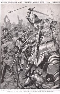 Da franskmændene og englænderne kæmpede ved Agincourt, illustration 