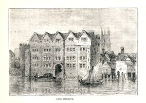 Kold Havn. Medieval Mansion House North Bank of Thames over London Bridge, 1894