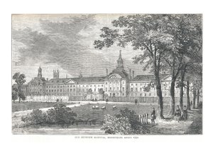 Gamle Betlem Hospital. Moorfields omkring 1750, 1878