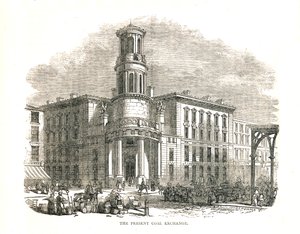 Den nuværende kulbørs, åbnet af Prince Albert i 1849, Thames Street, 1878