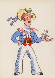 Figurer fra børnebøger: Gulliver (farvelitografi) af Walter Trier