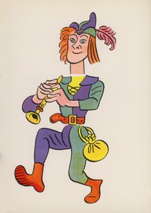 Figurer fra børnebøger: Rottefængeren (farvelitografi) af Walter Trier