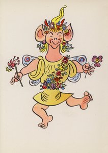 Figurer fra børnebøger: Puck (farvelitografi)