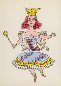 Figurer fra børnebøger: Feernes dronning (farvelitografi)