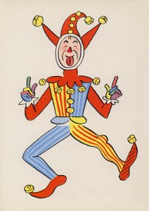 Figurer fra børnebøger: Narren Till (farvelitografi) af Walter Trier
