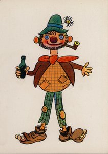 Et af Walter Triers skøre mennesker (farvelitografi) af Walter Trier