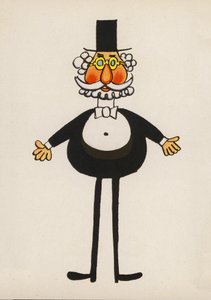 En af Walter Triers Crazy People (farvelitografi) af Walter Trier