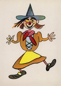 En af Walter Triers Crazy People (farvelitografi) af Walter Trier