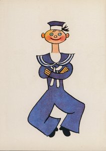 En af Walter Triers Crazy People (farvelitografi) af Walter Trier